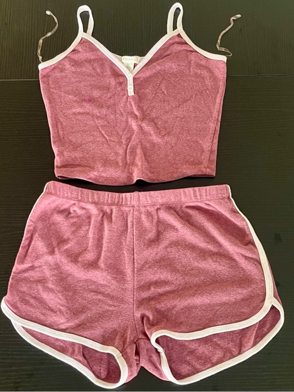 Bozzolo Pink Two-Piece Pajama Set with White Trim